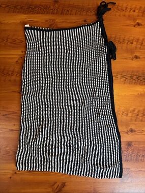 aerie Black & White Striped Knit Wrap Skirt Coverup